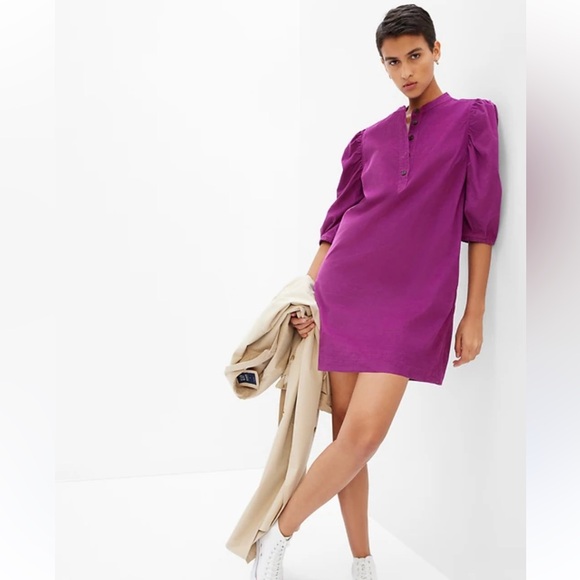 GAP Dresses & Skirts - GAP Vibrant Puff Sleeve Corduroy Mini Dress size M